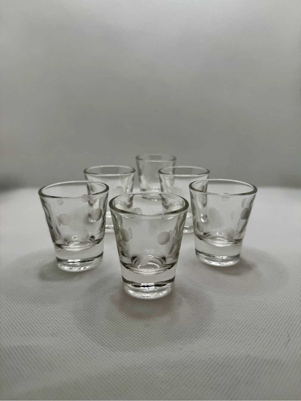 MCM Anchor Hocking Shot Glass with Etched Polka Dots - Set of 6